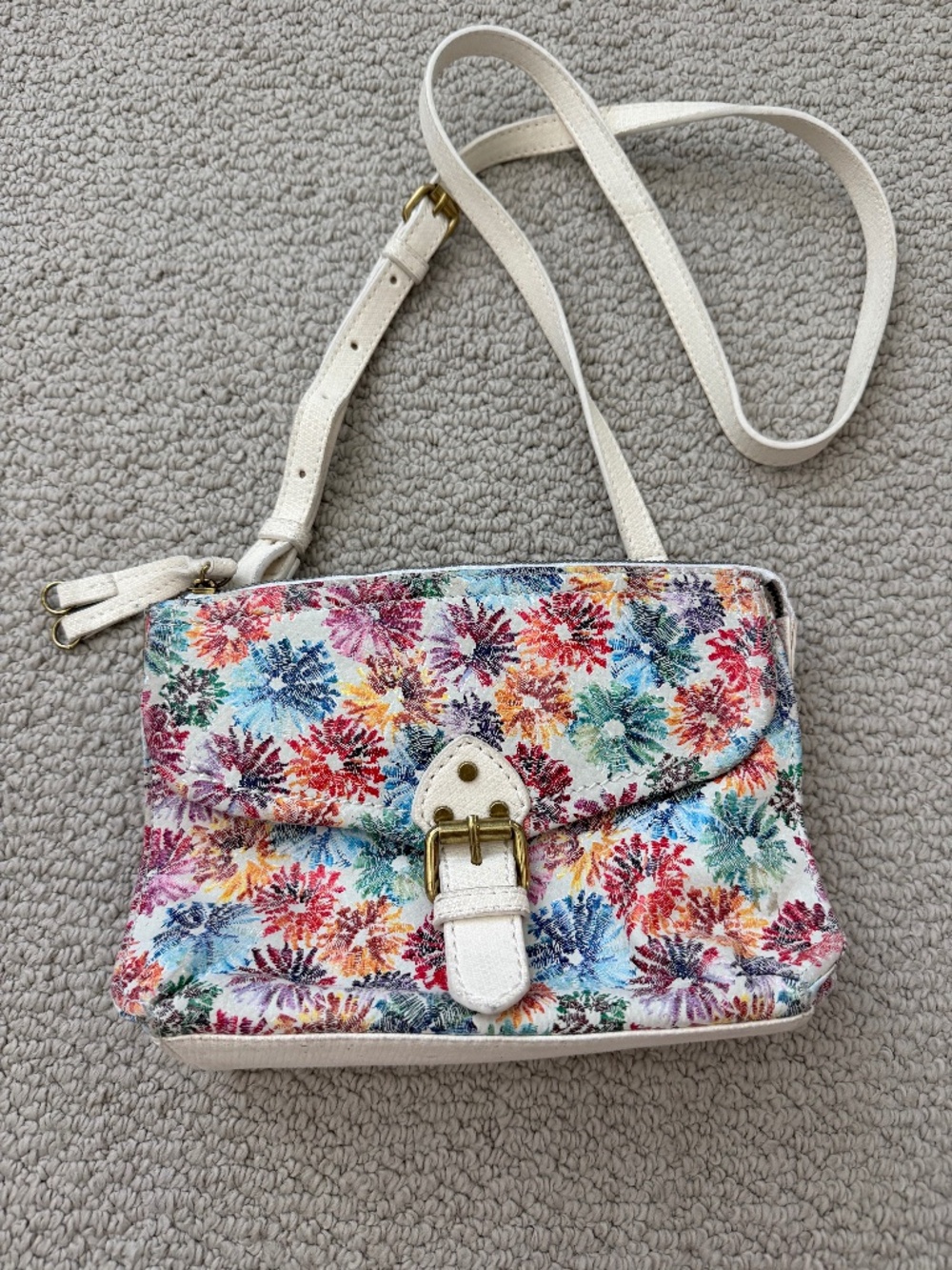 American Leather Co. Leather Astor Flap Crossbody painted petals floral